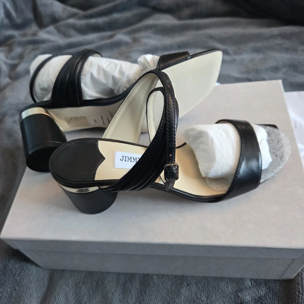 BNIB Jimmy Choo Black and Gold Sandals - Picture 9 of 14